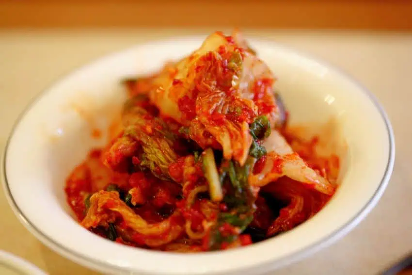 Plate of kimchi for kimchi quesadillas
