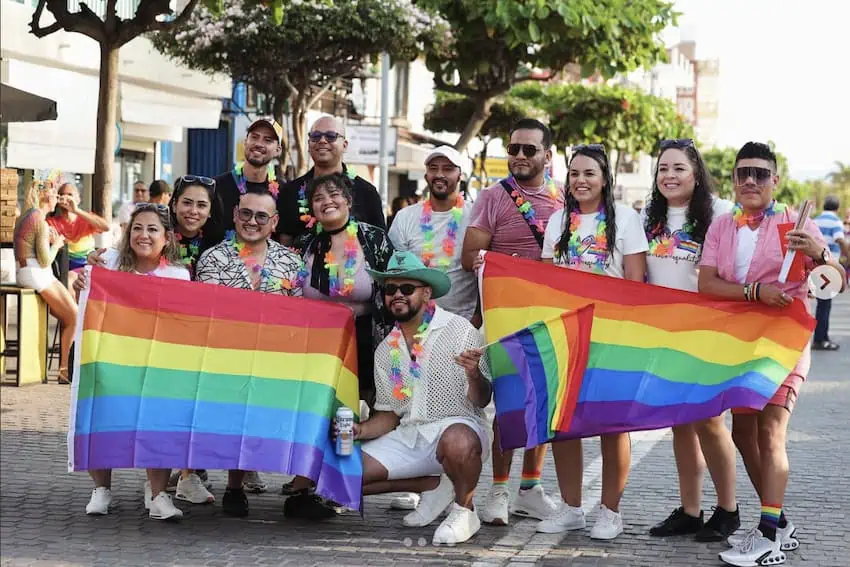 A group of LGBTQ rights suppoerts in the streets of Puerto Vallarta
