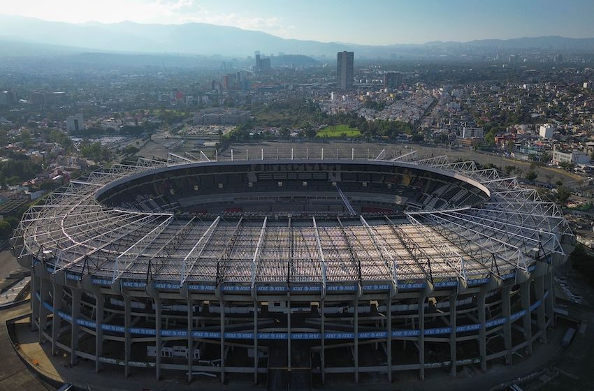 Una vista aérea del estadio Banorte en la Ciudad de México, anteriormente conocida como Estadio Azteca