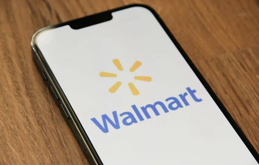 cel phone with image of Walmart logo