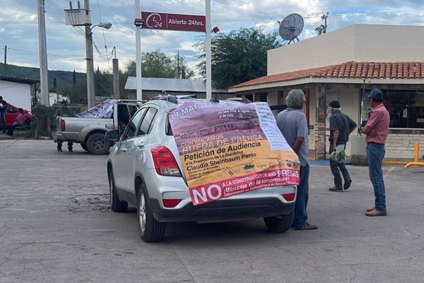 Banner pidiendo apoyo presidencial en Sonora