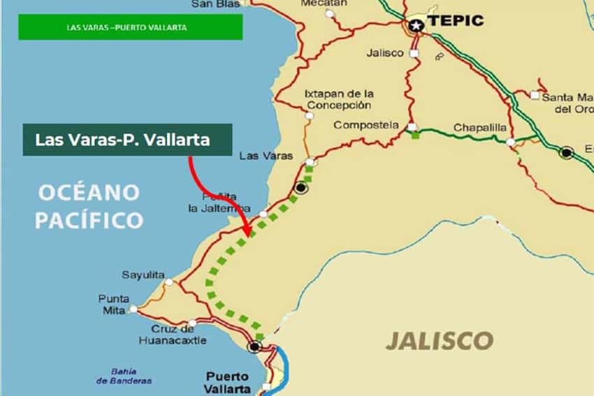 Mapa de Nayarit que conduce a Puerto Vallarta