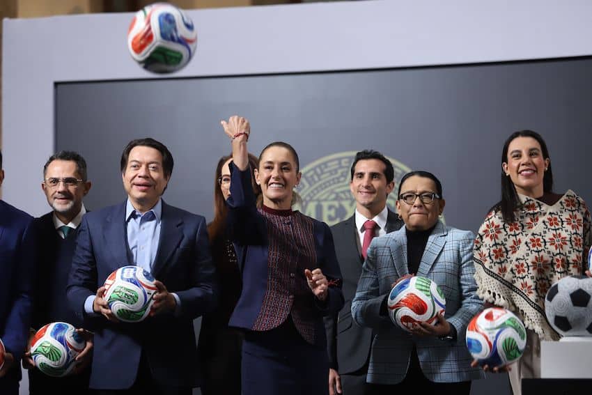 President Sheinbaum presenting Social WOrld CUp activities