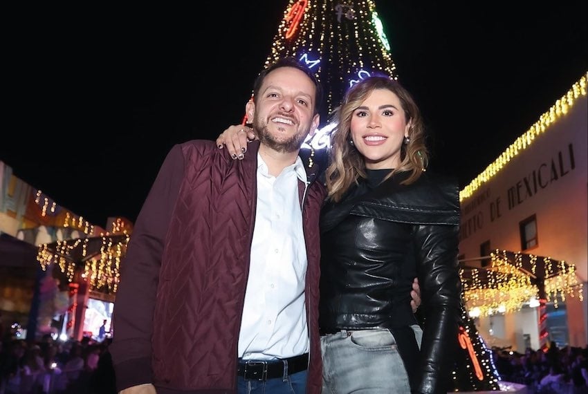 La gobernadora de Baja California, Marina del Pilar Ávila, con su esposo Carlos Torres, político y miembro del partido gobernante Morena.