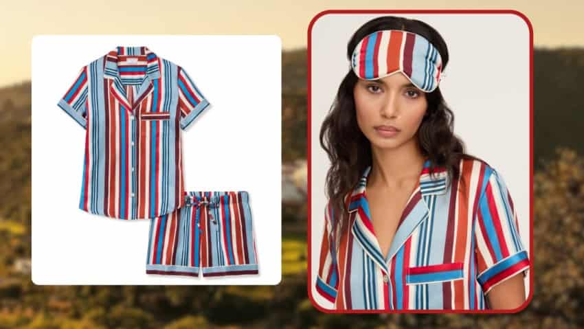 Selección de la colección Discovery Stripe de ropa de dormir disponible para los huéspedes de Viceroy Los Cabos.