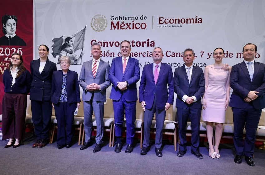 Funcionarios mexicanos en el anuncio de la Misión Comercial México-Canadá 2026