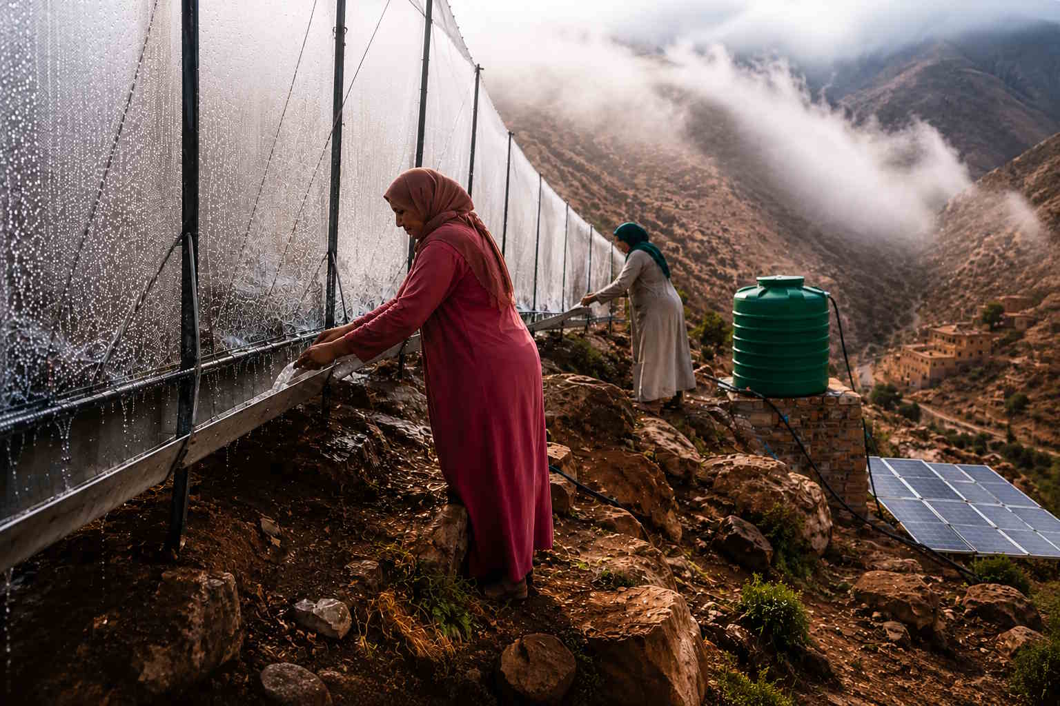 agua niebla mujeres marruecos